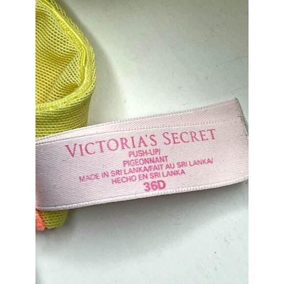 Victorias Secret Push Up Bra 36D Underwired Padded Multiway Lace Trim Yellow - Picture 5 of 6